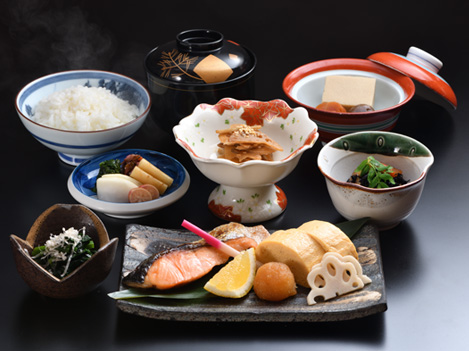 Hand-prepared Japanese-style breakfast